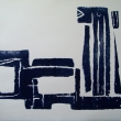 Silkscreen print #74/95, blue on blue, from rubbing of Black Priestess